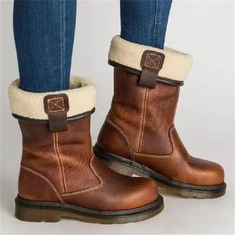 Women Snow Boots Fashion Flat Heel PU Leather Ladies Warm Fur Boots Cool Style Mid-Calf Motorcycle Girls Spring Autumn Shoes
Women Snow Boots Fashion Flat Heel PU Leather Ladies Warm Fur Boots Cool Style Mid-Calf Motorcycle Girls Spring Autumn Shoes