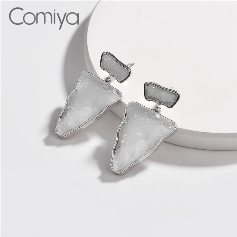 Comiya висячие серьги треугольник геометрический камень кулон с узором эффектный