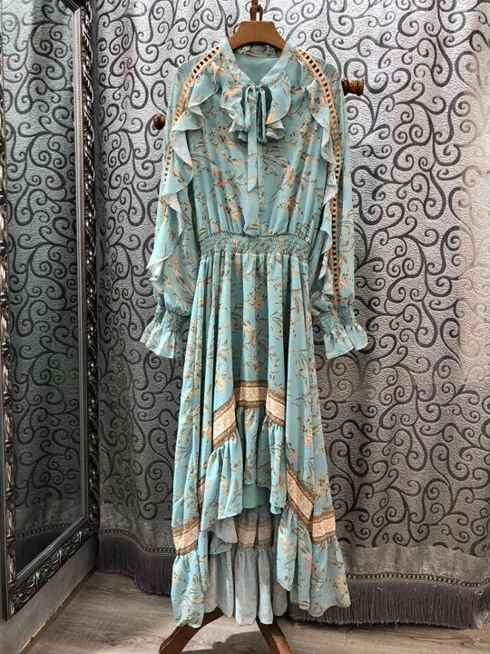 2019 Early Autumn New Female Necklace, Tie-knot, Ear-edge Stitching, Waist Printed Long Dress 711
2019 Early Autumn New Female Necklace, Tie-knot, Ear-edge Stitching, Waist Printed Long Dress 711