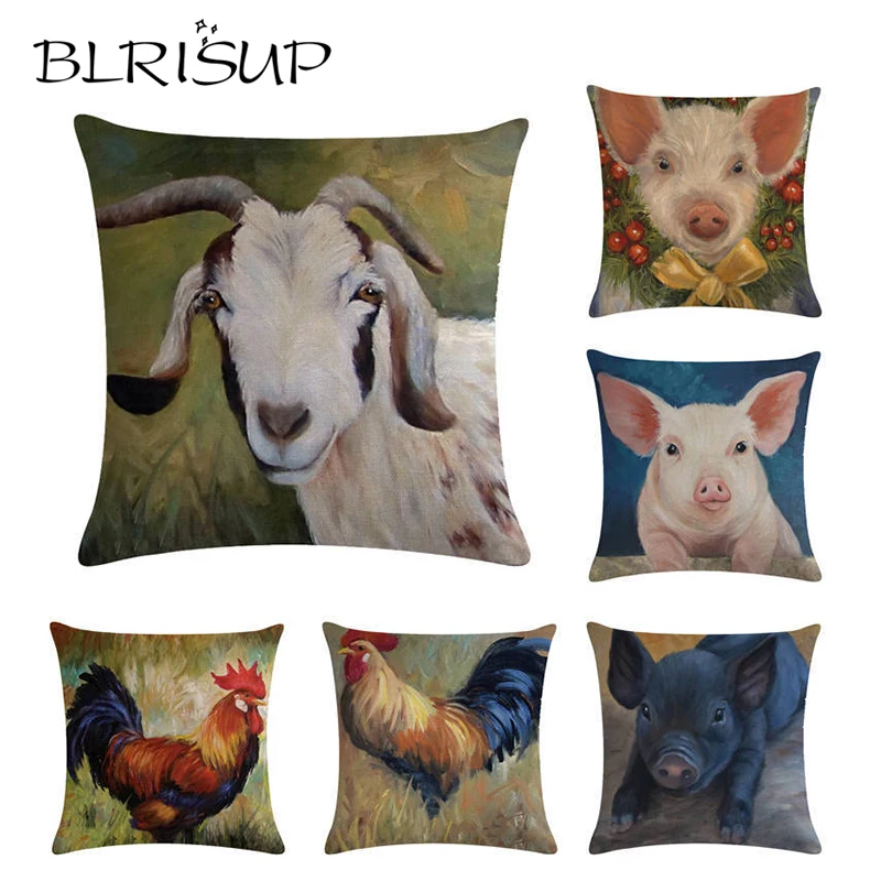 BLRISUP Cute Animal Pig Sheep Cock Pattern Cushion Cover Soft Polyester Chair Waist Pillow Cover Decorative Cushion Covers 45x45
BLRISUP Cute Animal Pig Sheep Cock Pattern Cushion Cover Soft Polyester Chair Waist Pillow Cover Decorative Cushion Covers 45x45