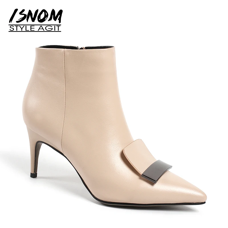 ISNOM 2018 Brand High Heels Women Ankle Boots Zip Bootie Pointed Toe Female Party Shoes Autumn Buckle Genuine Leather Footwear
ISNOM 2018 Brand High Heels Women Ankle Boots Zip Bootie Pointed Toe Female Party Shoes Autumn Buckle Genuine Leather Footwear