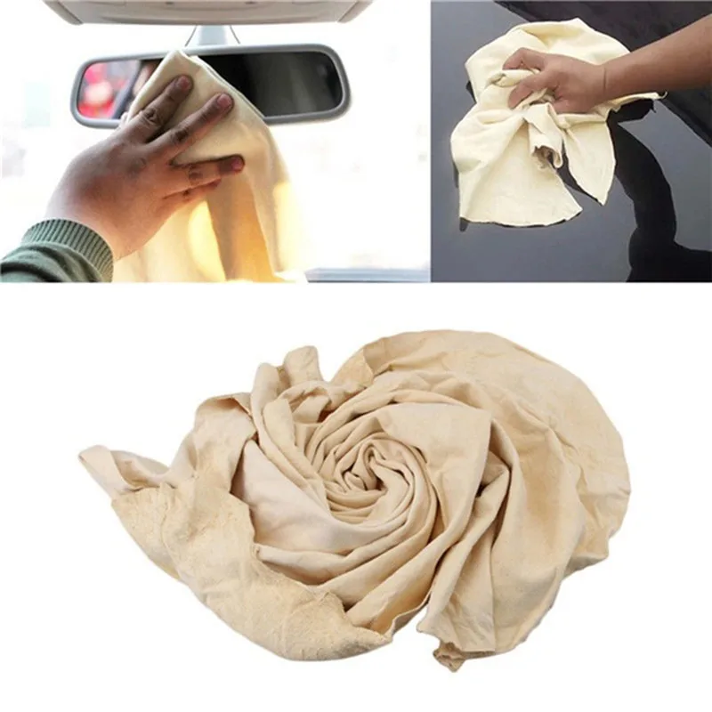 1X car natural chamois leather car cleaning cloth washing absorbent dry towel FD 