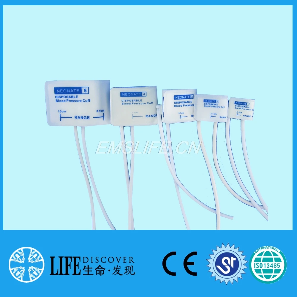 Disposable NIBP Cuff with TPU film coat for neonate purpose double tube full 5sizes, without connector
Disposable NIBP Cuff with TPU film coat for neonate purpose double tube full 5sizes, without connector