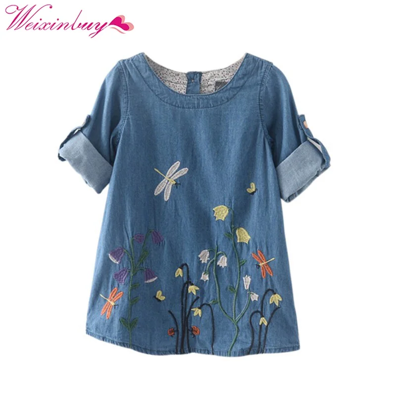 New Stylish Spring Autumn Children Clothing Denim Dress Kid Girls Dragonfly Flower Embroidery Fresh Denim Dresses Vestidos hot
New Stylish Spring Autumn Children Clothing Denim Dress Kid Girls Dragonfly Flower Embroidery Fresh Denim Dresses Vestidos hot