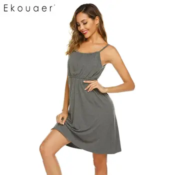 Ekouaer Sexy Lingerie Nightgown Women Sleepwear Spaghetti Strap Solid Maternity Summer Nightdress Female Nightwear Gown
Ekouaer Sexy Lingerie Nightgown Women Sleepwear Spaghetti Strap Solid Maternity Summer Nightdress Female Nightwear Gown