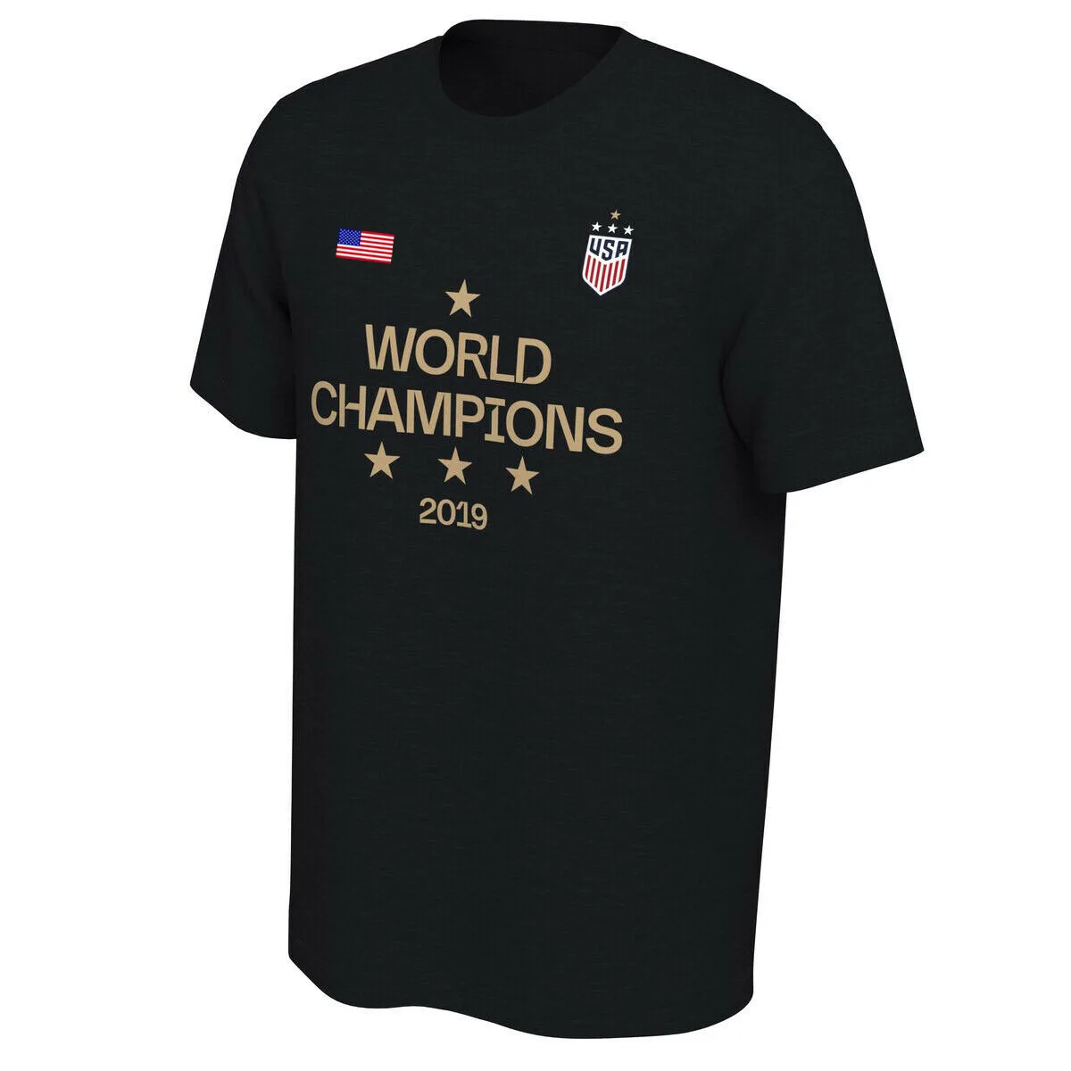 

USA 2019 Women's 4 stars World Champions black T Shirt Short Sleeve 100% cotton Rapinoe Morgan Championship T-shirts