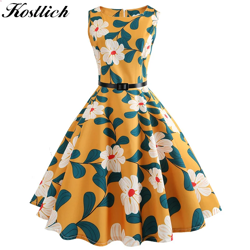Kostlich Women Floral Printed Big Swing Dress Summer Hepburn Vintage Dress With Sashes O-Neck Casual Ladies Dresses Plus Size
Kostlich Women Floral Printed Big Swing Dress Summer Hepburn Vintage Dress With Sashes O-Neck Casual Ladies Dresses Plus Size