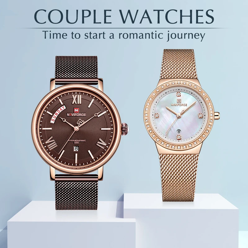 NAVIFORCE Couple Watch for Men Women Fashion Lover’s Watches Casual Wrist Watch Stainless Steel Waterproof Clock Set for Sale
NAVIFORCE Couple Watch for Men Women Fashion Lover’s Watches Casual Wrist Watch Stainless Steel Waterproof Clock Set for Sale