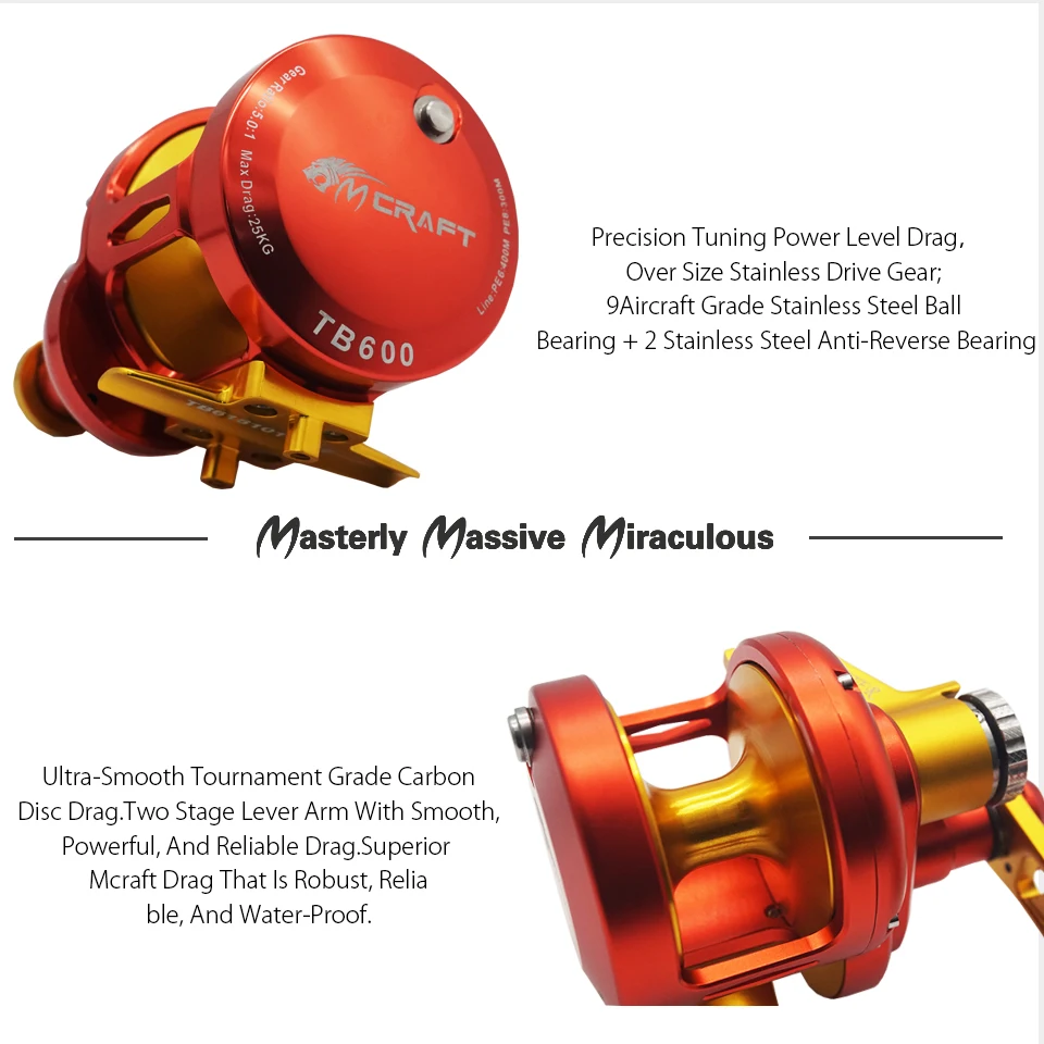 Fishing Reel Slow Jigging Saltwater Boat Reel 5.01 CNCAluminium Full MetalTrolling Reel 9+2BB TB600RG (5)
