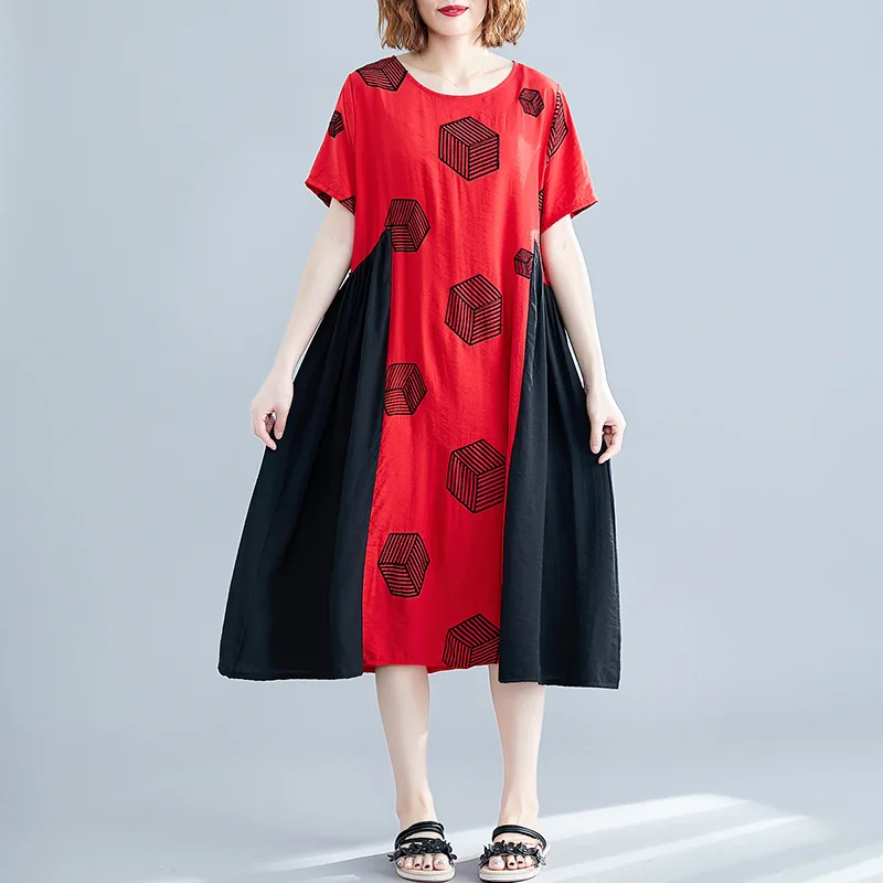 Johnature Casual Korean Summer Dress 2019 New Loose O-neck Short Sleeve Spliced Embroidery 3 Colors Plus Size Women Dresses
Johnature Casual Korean Summer Dress 2019 New Loose O-neck Short Sleeve Spliced Embroidery 3 Colors Plus Size Women Dresses