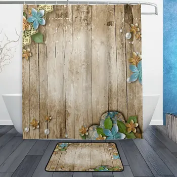 Vintage Flower Floral Wooden Shower Curtain and Mat Set, Retro Wood Design Waterproof Fabric Bathroom Curtain
Vintage Flower Floral Wooden Shower Curtain and Mat Set, Retro Wood Design Waterproof Fabric Bathroom Curtain
