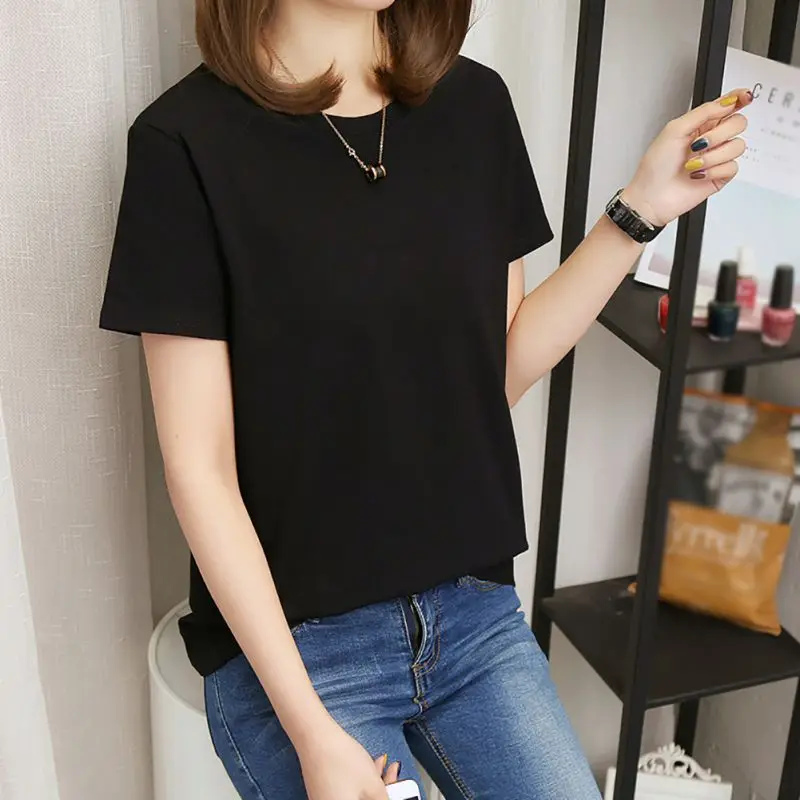 High Quality T Shirt Women Fashion Solid T-shirts Female Summer Casual Tops O-Neck Short Sleeve T-shirt Korean Women Clothing
High Quality T Shirt Women Fashion Solid T-shirts Female Summer Casual Tops O-Neck Short Sleeve T-shirt Korean Women Clothing