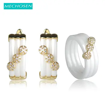 MECHOSEN Ceramic Jewelry Sets Earrings&rings CZ Zircon Copper Rhinestone Aros Princess Hooks Earrings Women Men Keramik Schmuck
MECHOSEN Ceramic Jewelry Sets Earrings&rings CZ Zircon Copper Rhinestone Aros Princess Hooks Earrings Women Men Keramik Schmuck