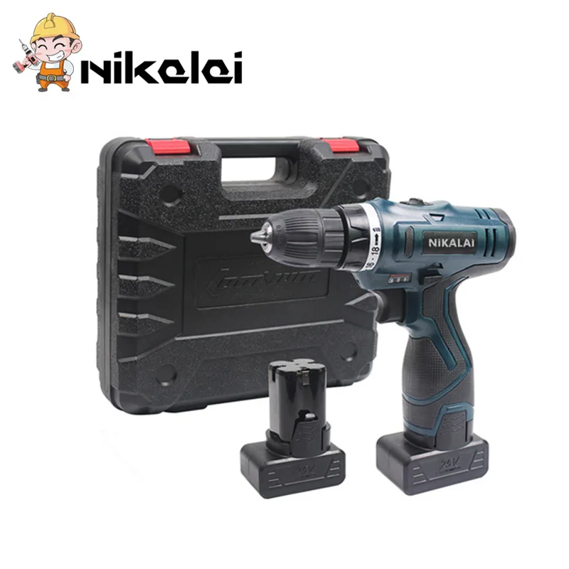 NEW 25V Electric drill driver with spare lithium battery Cordless screwdriver electric gun plastic suitcase box power tools
NEW 25V Electric drill driver with spare lithium battery Cordless screwdriver electric gun plastic suitcase box power tools