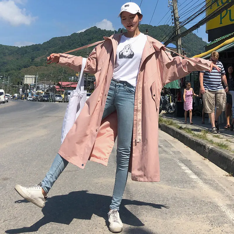 Pink Trench Coat Women Hooded Long Section Plus Size Outerwear 2019 Autumn New Korean Casual Loose abrigos mujer elegante f945
Pink Trench Coat Women Hooded Long Section Plus Size Outerwear 2019 Autumn New Korean Casual Loose abrigos mujer elegante f945