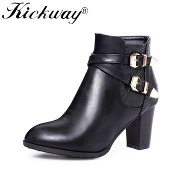 Kickway Plus size 34-48 Thick High Heels Ankle Boots for Women 2018 Autumn Winter Booties Black Buckled Shoes Footwear Woman
Kickway Plus size 34-48 Thick High Heels Ankle Boots for Women 2018 Autumn Winter Booties Black Buckled Shoes Footwear Woman
