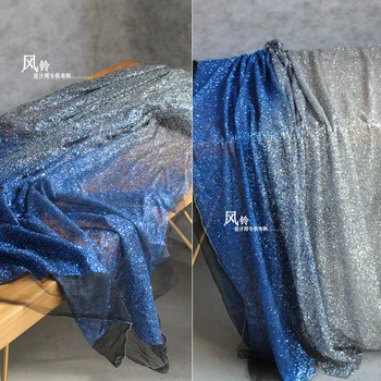 Sapphire gradient silver sprinkled gold yarn clothing designer fabric for patchwork bazin riche getzner tissus telas por metros 
Sapphire gradient silver sprinkled gold yarn clothing designer fabric for patchwork bazin riche getzner tissus telas por metros
