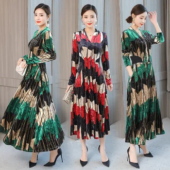 Spring and Summer New Luxury V-collar Slender Long Sleeve Dress Velvet Dress Printing Chinese Traditional Clothings XR17
Spring and Summer New Luxury V-collar Slender Long Sleeve Dress Velvet Dress Printing Chinese Traditional Clothings XR17