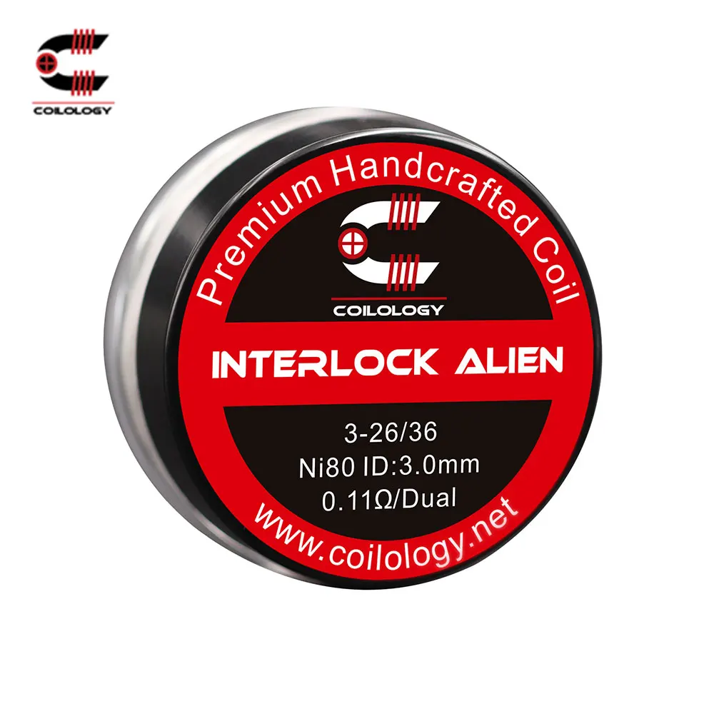 Original Coilology Interlock Alien Coil Set Ni80 0.11ohm/SS316L 0.08ohm Type with Extra Organic Cotton E-cig Vape Spare Parts
Original Coilology Interlock Alien Coil Set Ni80 0.11ohm/SS316L 0.08ohm Type with Extra Organic Cotton E-cig Vape Spare Parts