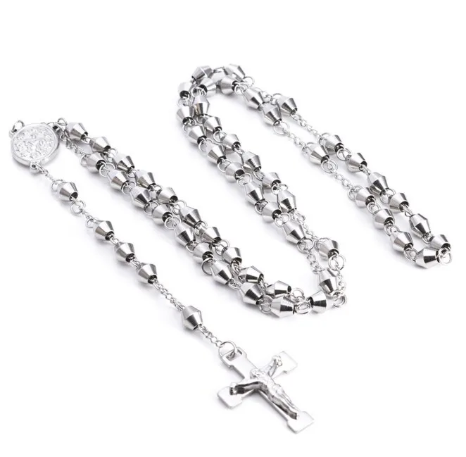 NEW Silver Plated Stainless Steel Cross Jesus Pendant Necklace For Men Women Catholic Rosary Beads Chain Goddess Christmas Gift
NEW Silver Plated Stainless Steel Cross Jesus Pendant Necklace For Men Women Catholic Rosary Beads Chain Goddess Christmas Gift