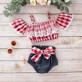 Toddler Baby Girl Clothes Set 2019 Fashion Off Shoulder Plaid Straps Lace Tops+ Bow Shorts girls summer outfits kids clothes
Toddler Baby Girl Clothes Set 2019 Fashion Off Shoulder Plaid Straps Lace Tops+ Bow Shorts girls summer outfits kids clothes