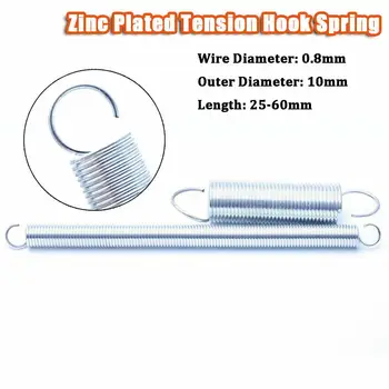 10Pcs Outer Diameter 10mm Tension Spring With Hook White Zinc Plated Wire Diameter 0.8mm Extension Spring Length 25-60mm
10Pcs Outer Diameter 10mm Tension Spring With Hook White Zinc Plated Wire Diameter 0.8mm Extension Spring Length 25-60mm