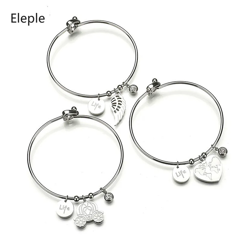 Eleple Korean Popular Anchor Wing Bracelet Titanium Steel Lady Open Bracelet Heart Map Musical Note Life Charm Jewelry S-B65
Eleple Korean Popular Anchor Wing Bracelet Titanium Steel Lady Open Bracelet Heart Map Musical Note Life Charm Jewelry S-B65