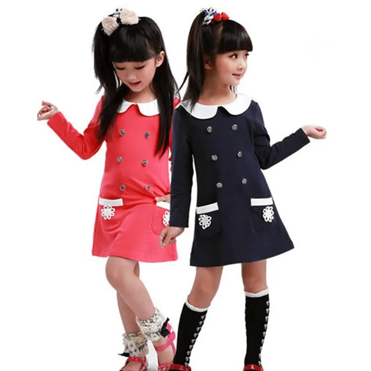 2017 New autumn & winter long-sleeved Girls dress solid double-breasted navy blue sweet clothing kids dress children clothes
2017 New autumn & winter long-sleeved Girls dress solid double-breasted navy blue sweet clothing kids dress children clothes