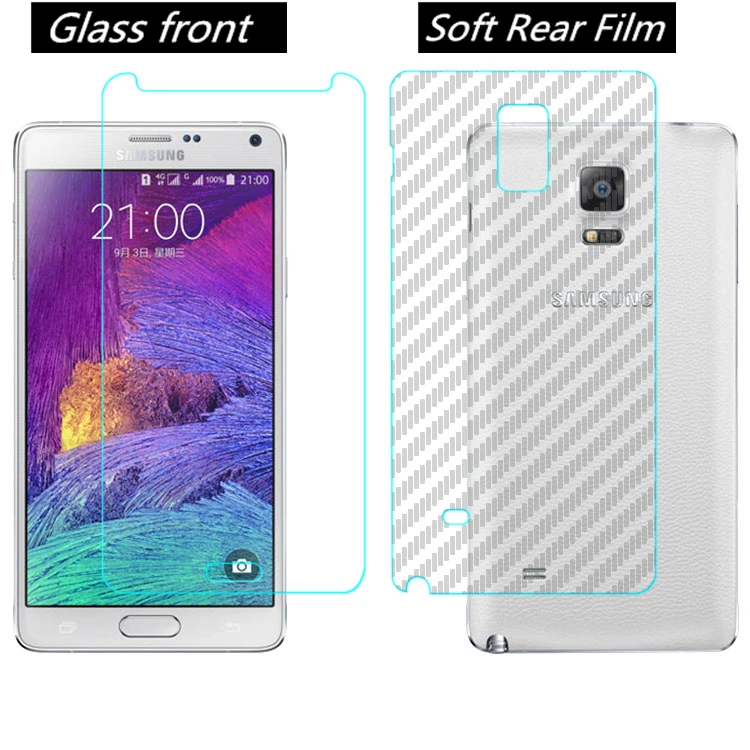 Мягкая задняя пленка + Закаленное стекло протектор экрана для Samsung Galaxy Note 4 N910F 3 2 5 8
