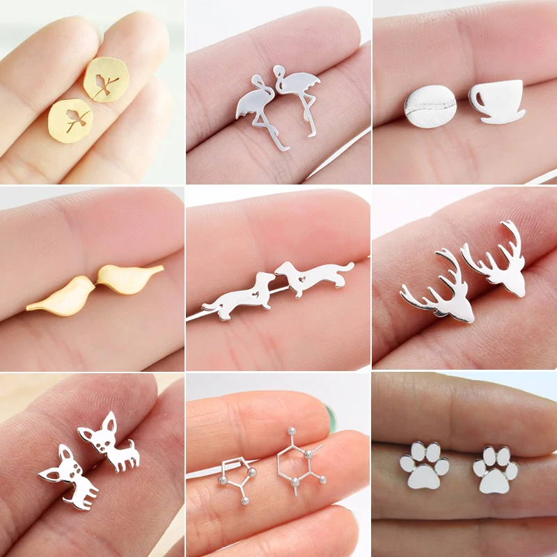 Jisensp Fashion Cute Dog Birds Deer Stud Earrings for Women Everyday Jewelry Earings Chihuahua Cat Paw Earrings aretes pendiente
Jisensp Fashion Cute Dog Birds Deer Stud Earrings for Women Everyday Jewelry Earings Chihuahua Cat Paw Earrings aretes pendiente