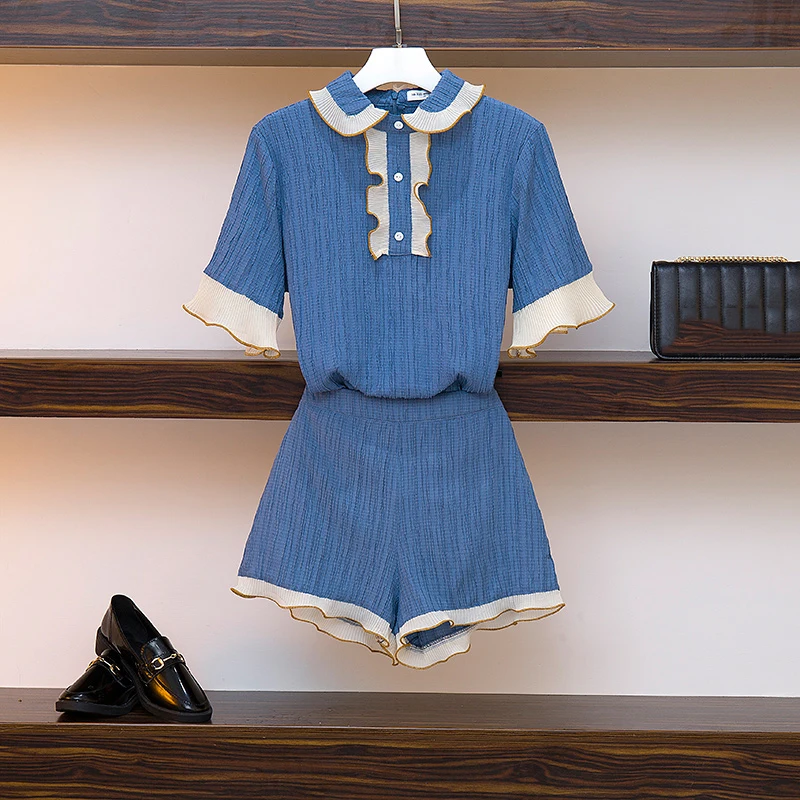 Fashion Casual Two piece set Tracksuit Women Summer Ruffles Peter Pan Collar Blouse tops and Wide leg Shorts Suits Sweat Set
Fashion Casual Two piece set Tracksuit Women Summer Ruffles Peter Pan Collar Blouse tops and Wide leg Shorts Suits Sweat Set