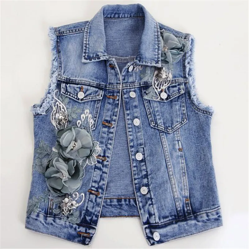 Korean fashion sequins three-dimensional flower denim vest women turn-down collar short design sleeveless waistcoat top a1191
Korean fashion sequins three-dimensional flower denim vest women turn-down collar short design sleeveless waistcoat top a1191