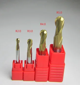 4PCS radius 2.0 3.0 4.0 5.0 mm HRC62 <HRC65 R2.0 - R5.0 Carbide Ball Nose End Mills set bits CNC milling cutter for hard steel 
4PCS radius 2.0 3.0 4.0 5.0 mm HRC62 <HRC65 R2.0 - R5.0 Carbide Ball Nose End Mills set bits CNC milling cutter for hard steel