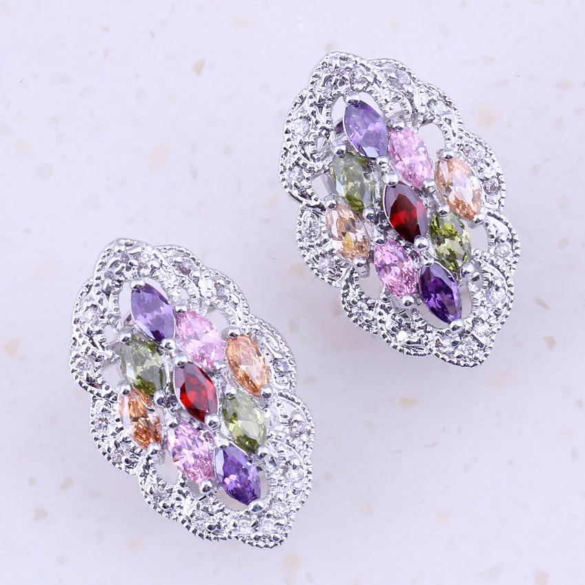 Heavenly Multicolor Imitation Multigem Silver Plated Huggie Earrings For Women Bridal Fashion jewelry Wedding Accessories C0025
Heavenly Multicolor Imitation Multigem Silver Plated Huggie Earrings For Women Bridal Fashion jewelry Wedding Accessories C0025