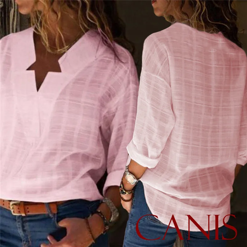 Sexy Women Blouse V-neck Long Sleeve Summer Autumn Clothes Casual Loose Solid Shirts Regular Size Pullover Cotton Linen
Sexy Women Blouse V-neck Long Sleeve Summer Autumn Clothes Casual Loose Solid Shirts Regular Size Pullover Cotton Linen