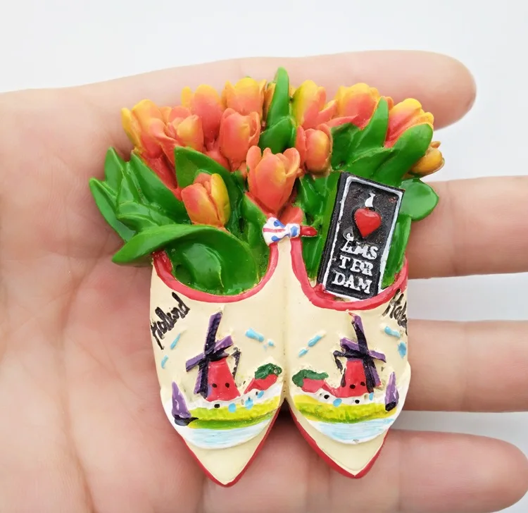 

World Tourism Amsterdam Netherlands Tulip Windmill Resin 3D Refrigerator Magnets Sticker Travel Souvenir Gifts Home Decoration