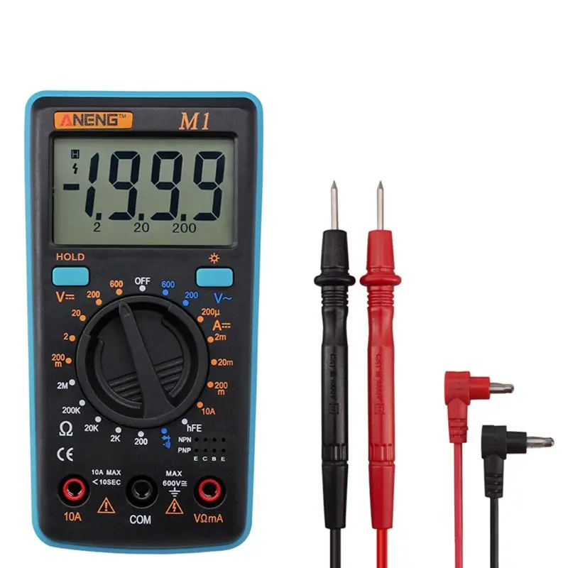 Digital Multimeter DC AC Voltage Current Resistance Diode Continuity Capacitance Frequency Duty Handheld Tester
Digital Multimeter DC AC Voltage Current Resistance Diode Continuity Capacitance Frequency Duty Handheld Tester