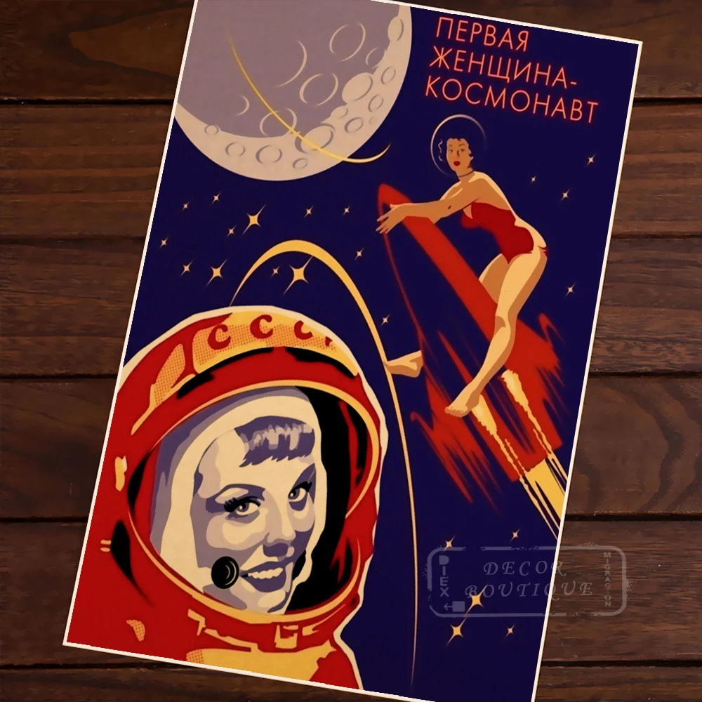 Astronaut to the moon Soviet union feminism Vintage Poster propaganda Retro Canvas Wall Stickers Posters Bar Home Decor Gift
Astronaut to the moon Soviet union feminism Vintage Poster propaganda Retro Canvas Wall Stickers Posters Bar Home Decor Gift