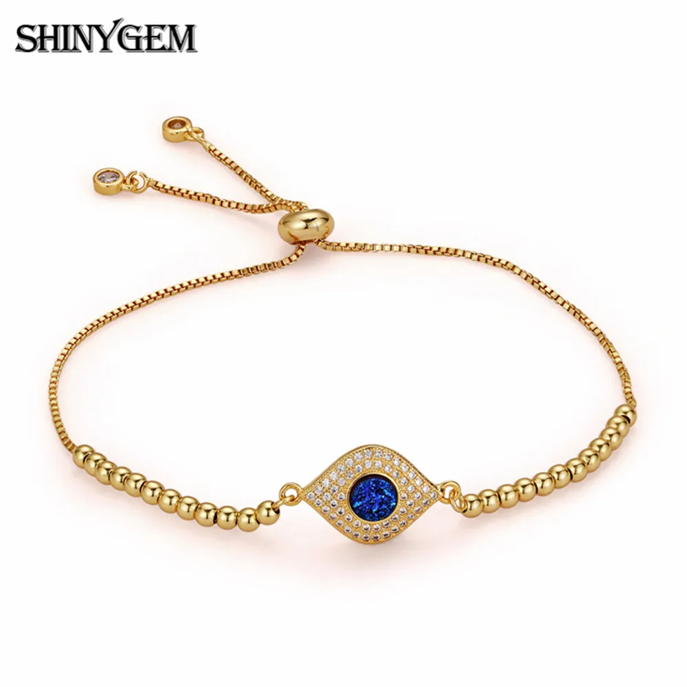 ShinyGem Blue Turkish Evil Eye Charm Bracelets Gold Plating CZ Crystal Rhinestone Bracelets Adjustable Druzy Bracelets For Women
ShinyGem Blue Turkish Evil Eye Charm Bracelets Gold Plating CZ Crystal Rhinestone Bracelets Adjustable Druzy Bracelets For Women