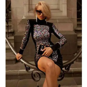O-Neck Winter Bodycon Dress Celebrity Sexy Eleagnt Black Night Club Fashion Long Sleeve Sequin Women Dresses
O-Neck Winter Bodycon Dress Celebrity Sexy Eleagnt Black Night Club Fashion Long Sleeve Sequin Women Dresses