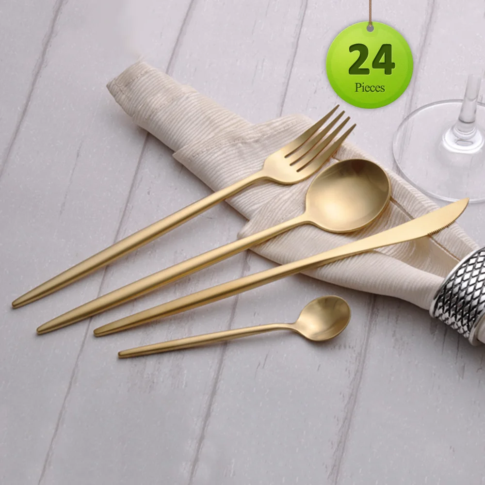 JANKNG 24 Pcs/ Set Gold Dinner Set Golden Cutlery Set 18/10 Stainless Steel Dinner Fork Knife TeaSpoon Silverware Service for 6
JANKNG 24 Pcs/ Set Gold Dinner Set Golden Cutlery Set 18/10 Stainless Steel Dinner Fork Knife TeaSpoon Silverware Service for 6
