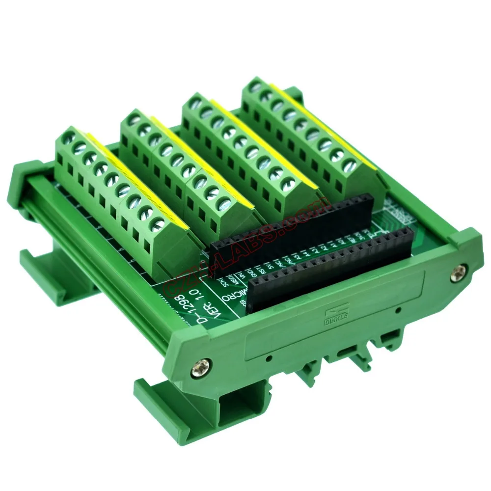 CZH-LABS DIN Rail Mount Screw Terminal Block Breakout Module Board for Nano/Micro.
CZH-LABS DIN Rail Mount Screw Terminal Block Breakout Module Board for Nano/Micro.