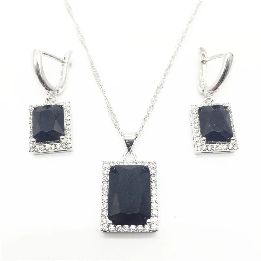 Mystic Square Black Zircon Silver 925 Jewelry Sets For Women Wedding Accessories Earrings/Pendant/Necklace
Mystic Square Black Zircon Silver 925 Jewelry Sets For Women Wedding Accessories Earrings/Pendant/Necklace