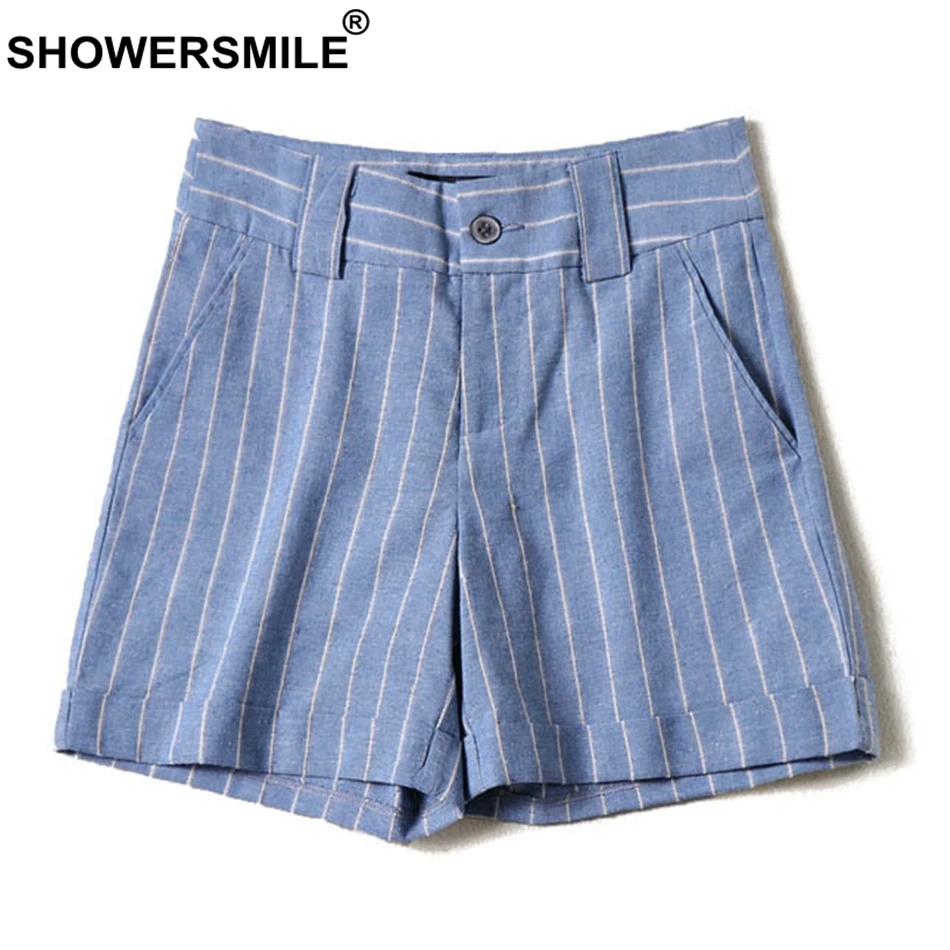 SHOWERSMILE Blue Striped Shorts Women Cotton Linen Slim Fit Short Trousers Female Elegants Office Wear Summer Autumn Short Pants
SHOWERSMILE Blue Striped Shorts Women Cotton Linen Slim Fit Short Trousers Female Elegants Office Wear Summer Autumn Short Pants