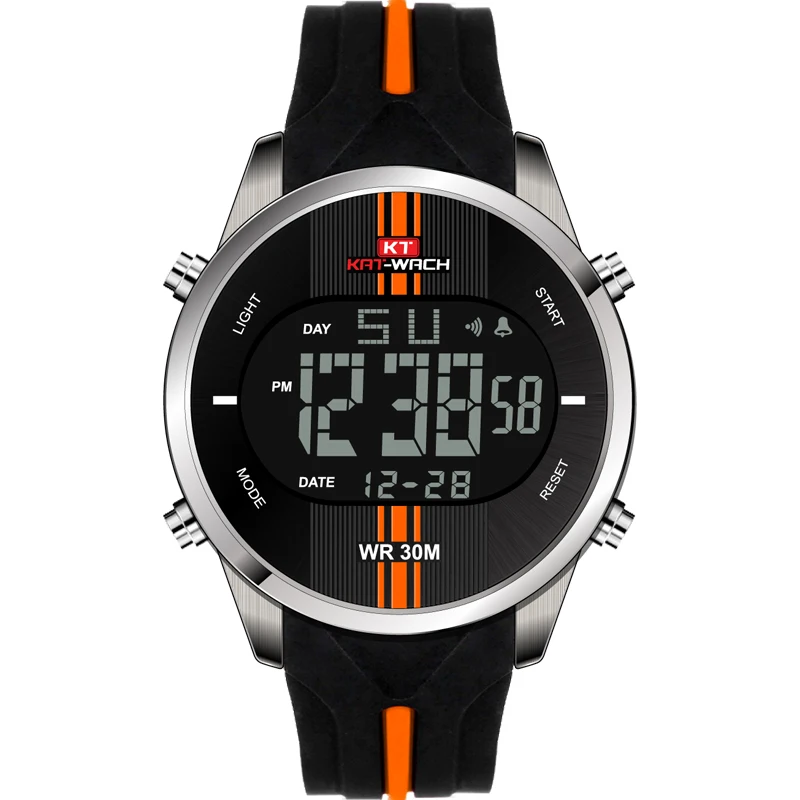 

KAT-WACH Digital Watch Men Waterproof Fashion Watch LED Display Alarm Stopwatch Day/date Week Function Men's Wristwatch
