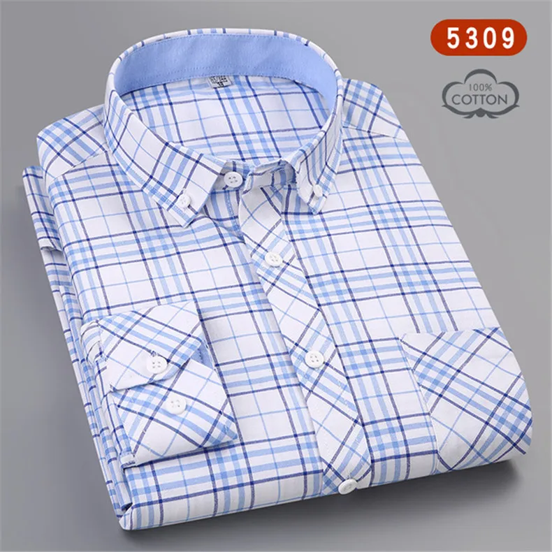 2019-New-Casual-Design-Plaid-Social-100-Cotton-Mens-Long-Sleeve-Solid-Oxford-Dress-Shirt-with.jpg_640x640 (6)