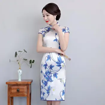 Vintage Flower Print Women Silk Qipao Oversize M-3XL Short Elegant Slim Evening Party Dress Mandarin Collar Cheongsam Vestidos
Vintage Flower Print Women Silk Qipao Oversize M-3XL Short Elegant Slim Evening Party Dress Mandarin Collar Cheongsam Vestidos