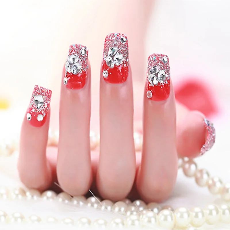 24 Pcs/Set French Bride Full Cover False Nails Red Color Rhinestones Crystal Fake Nail 3D Design Acrylic Artificial Nail
24 Pcs/Set French Bride Full Cover False Nails Red Color Rhinestones Crystal Fake Nail 3D Design Acrylic Artificial Nail