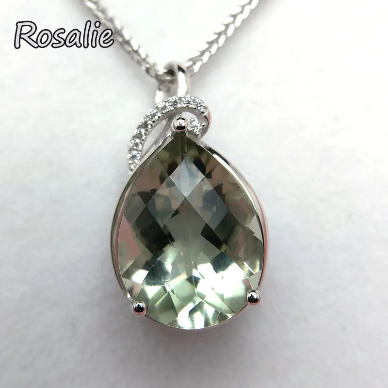 Rosalie,Waterdrop 9.5ct natural green amethyst gemstone pendant necklace 925 sterling silver fashion design for women best gift
Rosalie,Waterdrop 9.5ct natural green amethyst gemstone pendant necklace 925 sterling silver fashion design for women best gift