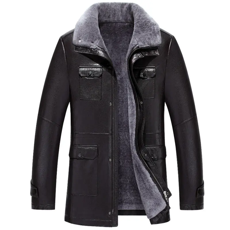 Winter Fur One Leather Men Leather Plus Velvet Thick Zipper Long Coat Thick Warm Plus Size Male Turn Down Collar Jacket MZ3079
Winter Fur One Leather Men Leather Plus Velvet Thick Zipper Long Coat Thick Warm Plus Size Male Turn Down Collar Jacket MZ3079